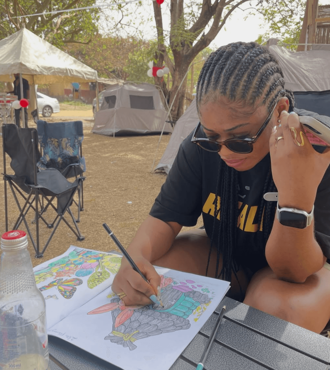 Tent pitched at sunrise in a clearing